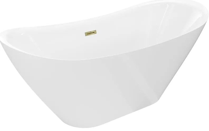 Mexen Lotos, voľne stojaca vaňa 180 x 75 cm, biela, zlatý lesklý prepad, 52051807700-50