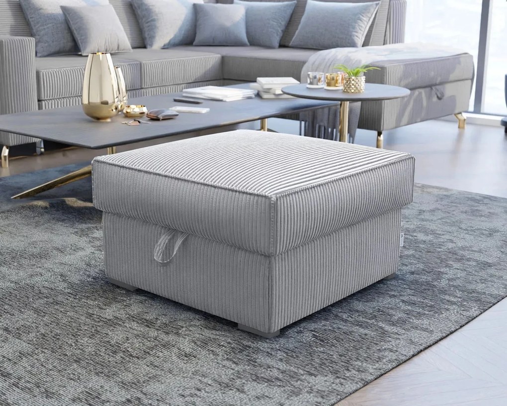 Svetlosivý taburet SMART COSARO s úložným priestorom 65x65 cm