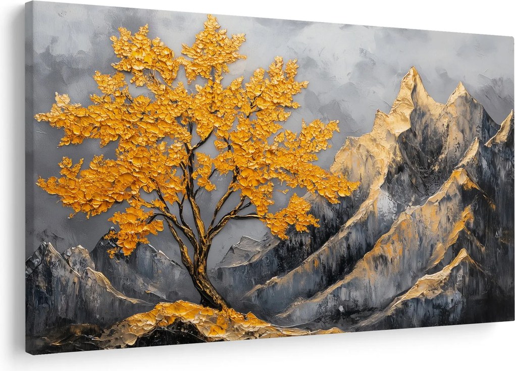 Obraz – Zlatý strom v horách (90x60 cm)