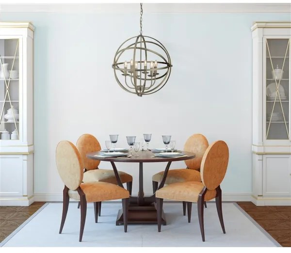 Searchlight 2476-6AB - Závesný luster ORBIT na retiazke 6xE14/60W/230V mosadz