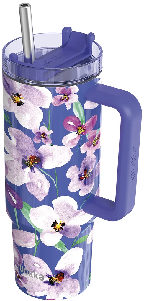 Nerezový termohrnek s brčkem Stream Flower Dusk 950 ml