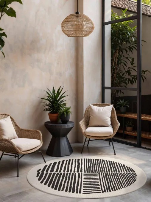 Koberec Ted Baker Haringey Bounds čierny / biely kruh