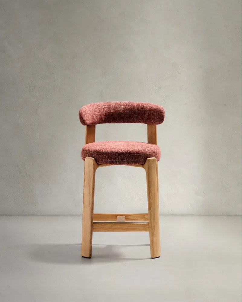 Barová stolička z jaseňového dreva v terakotovej farbe/v svetlo prírodnej farbe (výška sedadla 65 cm) Granite – Kave Home