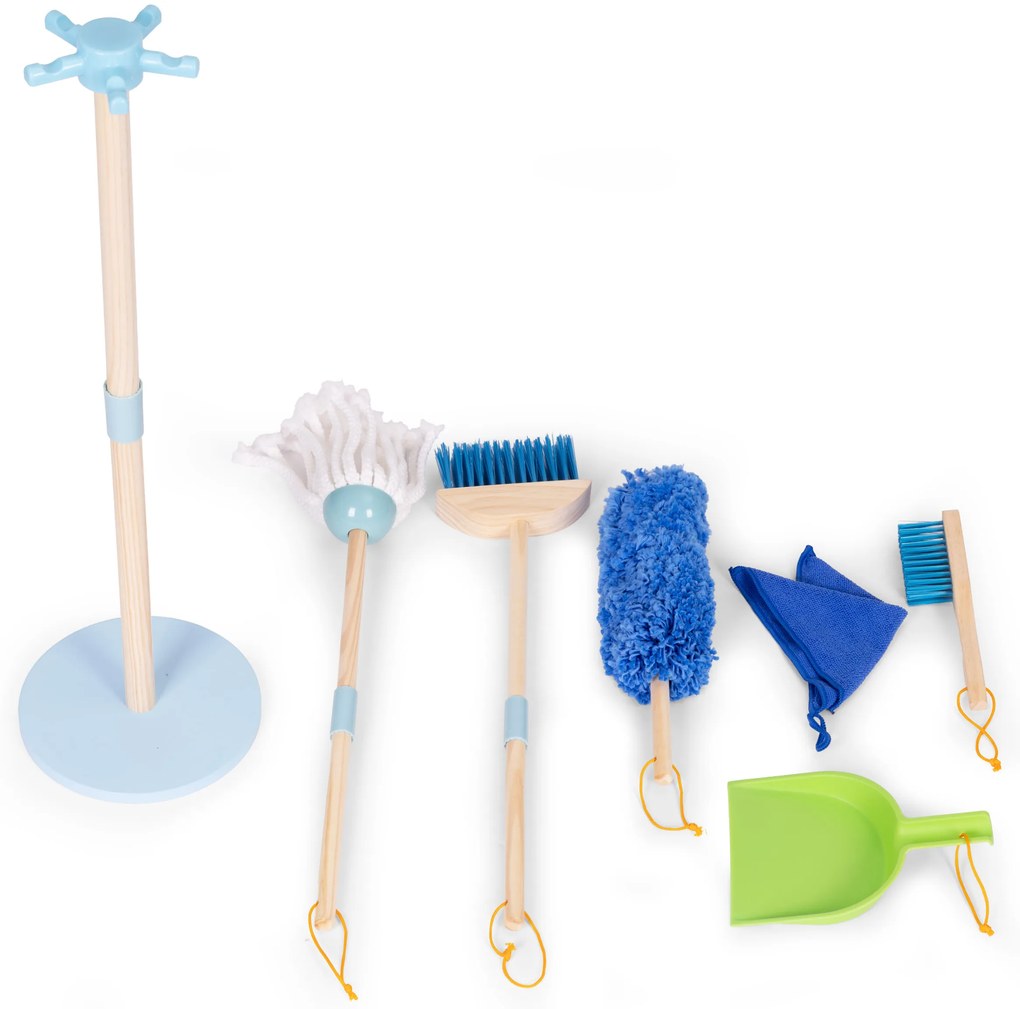 Detská drevená upratovacia súprava mop a lopatka 7-dielna ECOTOYS