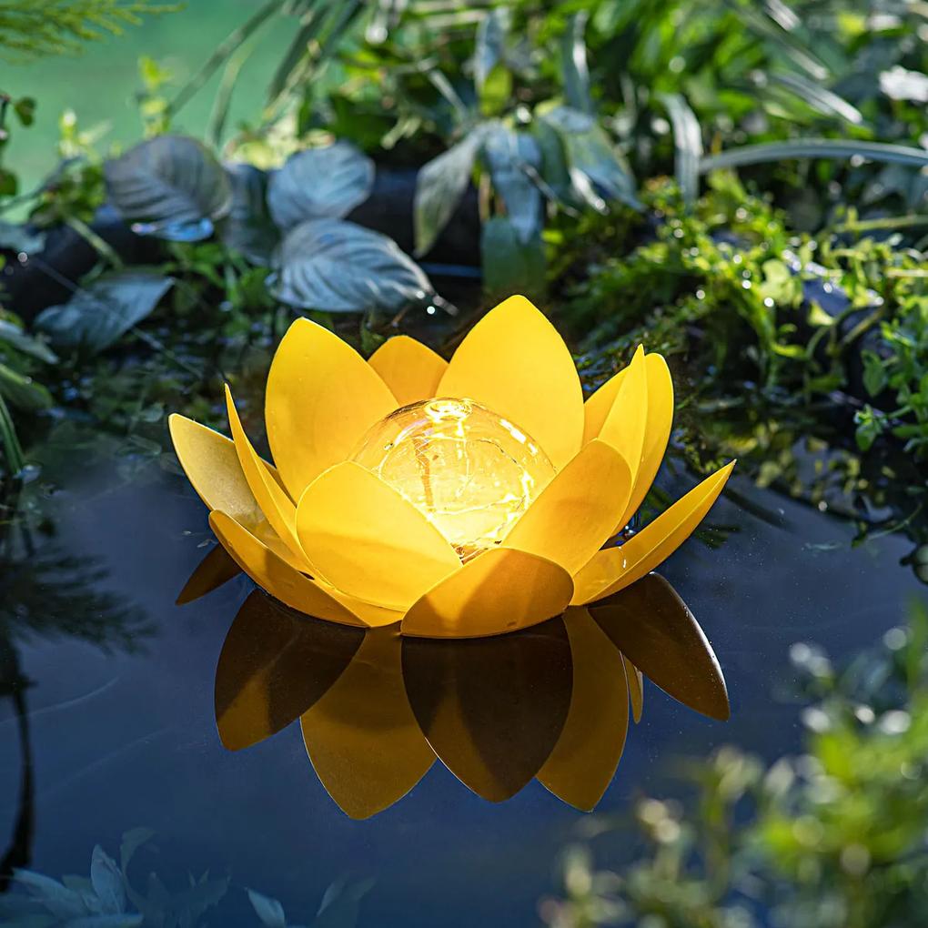 Solárna plávajúca dekorácia Lotus, žltá