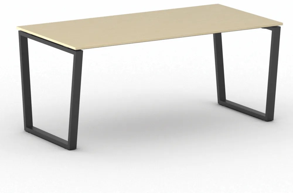 Kancelársky stôl PRIMO IMPRESS, čierna podnož, 1800 x 900 mm, breza