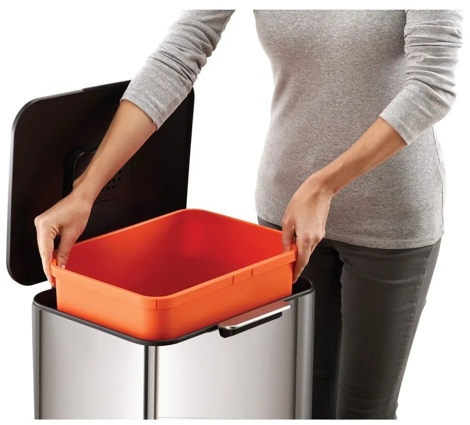 Oceľový odpadkový kôš na triedený odpad v striebornej farbe 60 l Totem Max – Joseph Joseph