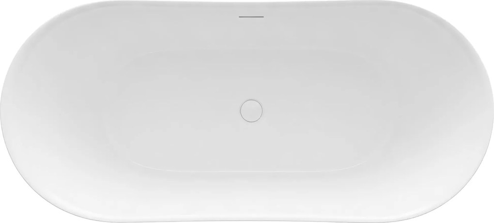 Voľne stojaca akrylátová vaňa REA LUSSO SLIM 170x74 cm, biela, sifón Click-Clack - biely