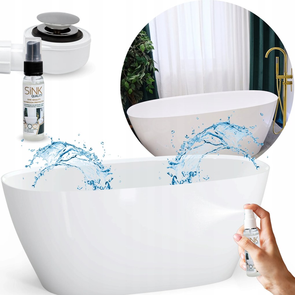 Voľne Stojaca Vaňa Sifón Korok Do Vane 150 Kúpeľňová Z Konglomeratu 3v1