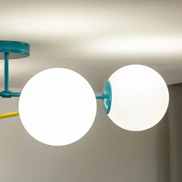 Prisadený luster MOON 4xE27/15W/230V tyrkysový/žltý