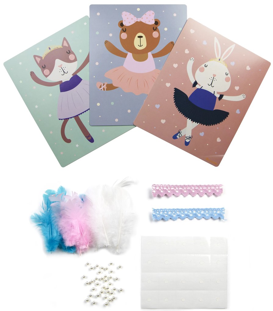 Pockets - zdobenie obrázkov perím a stuhami