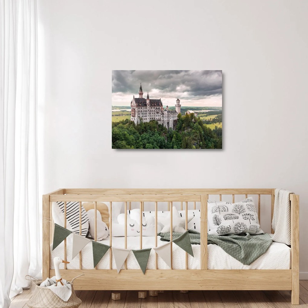 Sklenený obraz - Zámok na skalách (70x50 cm)