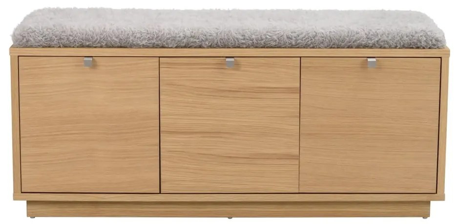 Skrinka na topánky v dekore duba s lavicou v šedo-prírodnej farbe Confetti – Rowico