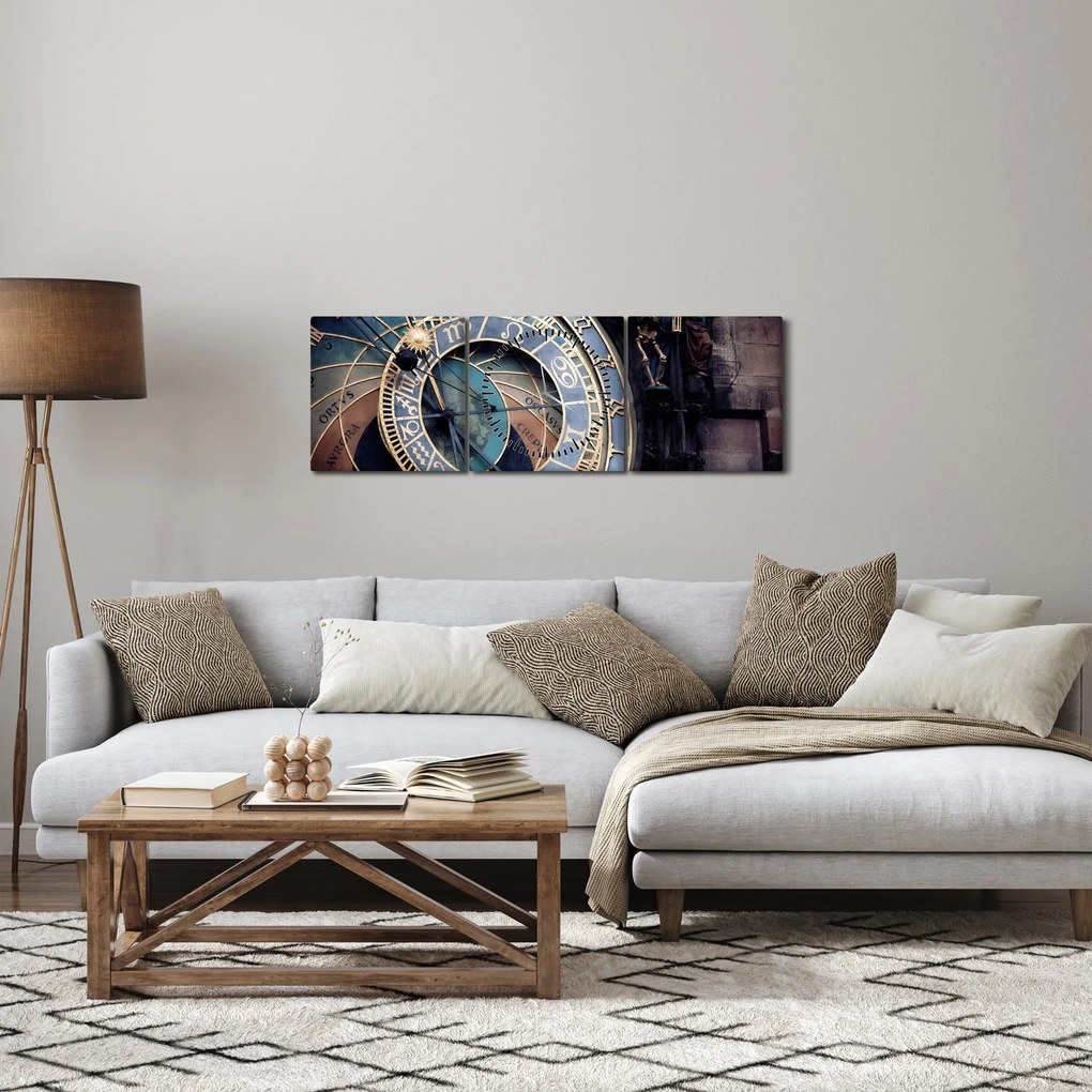 Obraz - Orloj, Praha (s hodinami) (90x30 cm)