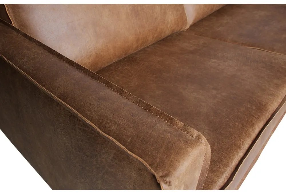 Hnedá rohová pohovka z imitácie kože (pravý roh/do L) Rodeo – WOOOD