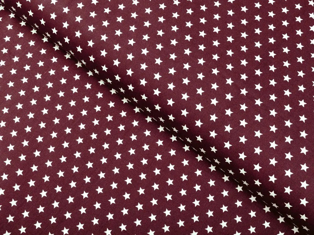 Biante Detský bavlnený záves Sandra SA-351 Biele hviezdičky na tmavo červenom 130x210 cm