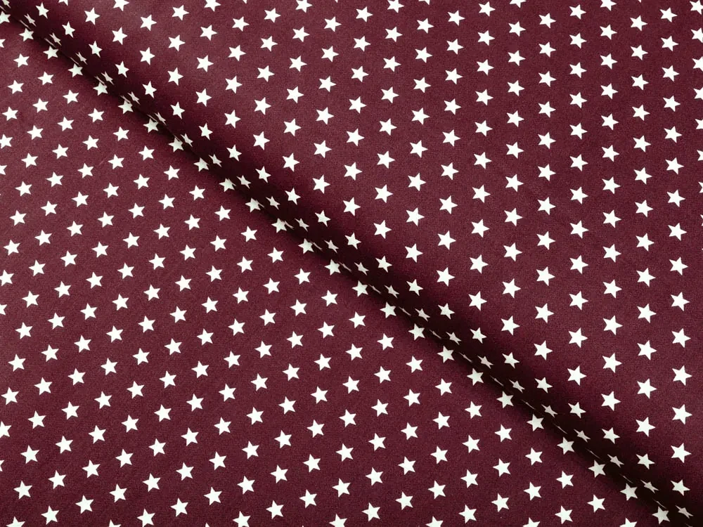 Biante Detský bavlnený záves Sandra SA-351 Biele hviezdičky na tmavo červenom 130x220 cm