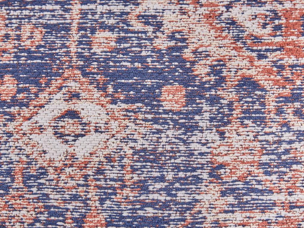 Bavlnený koberec 80 x 300 cm modrá/červená KURIN Beliani