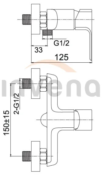 Invena Nyks, nástenná sprchová batéria, chróm lesklý, INV-BN-28-001-S