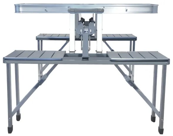 Skladací kempingový stôl so stoličkami biela/chróm