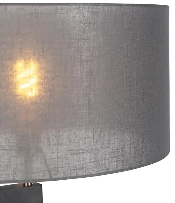 Stojaca lampa trojnožka čierna drevo s sivým tienidlom 50 cm - Puros