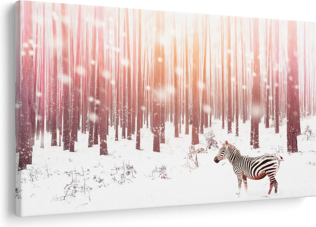 Obraz - Zebra v zasneženom lese (90x60 cm)