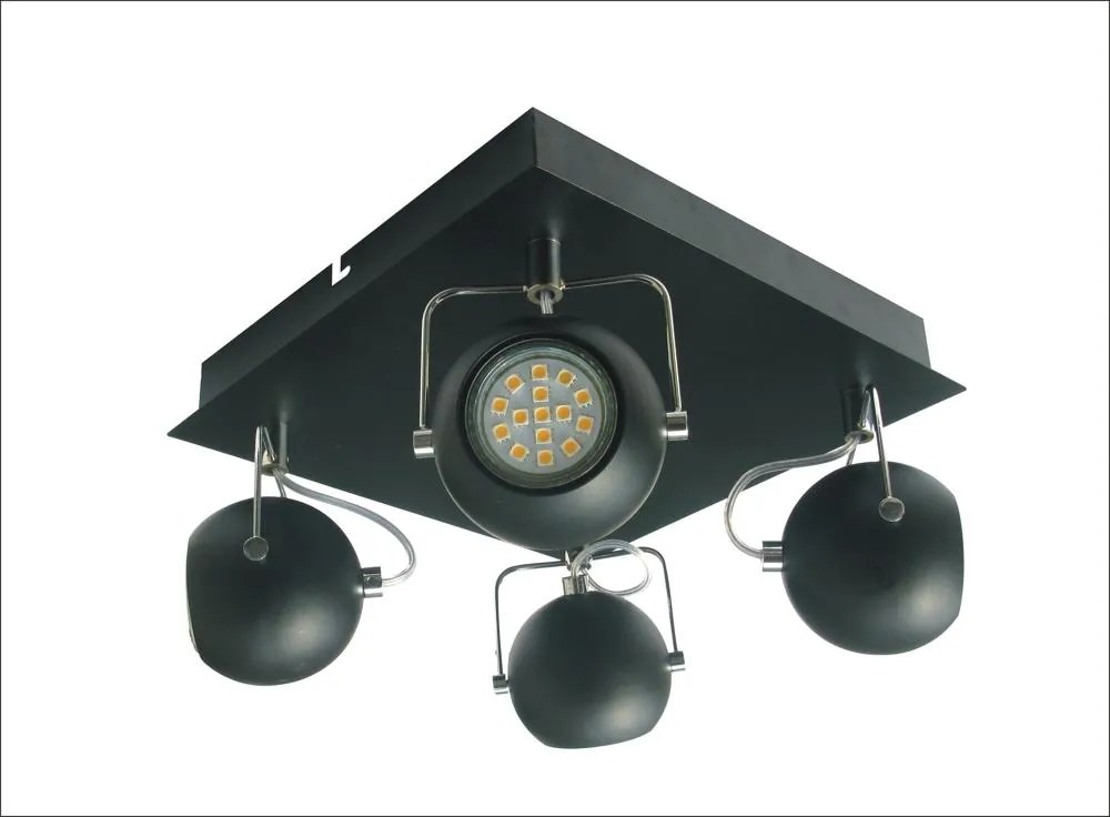 Candellux TONY Luster Stropné svietidlo 4X3W LED GU10 BLACK MAT 98-25036