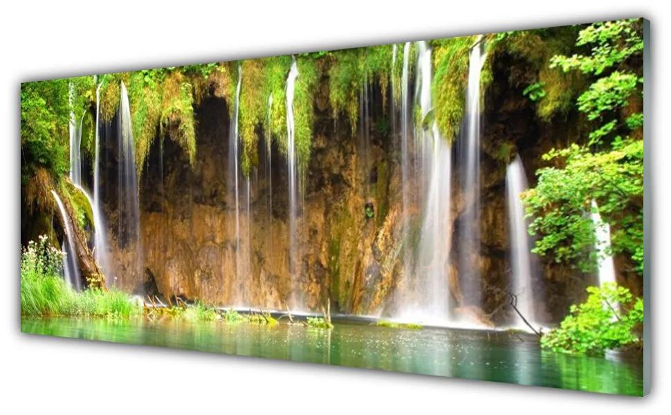 Obraz na akrylátovom skle Vodopád príroda 125x50 cm