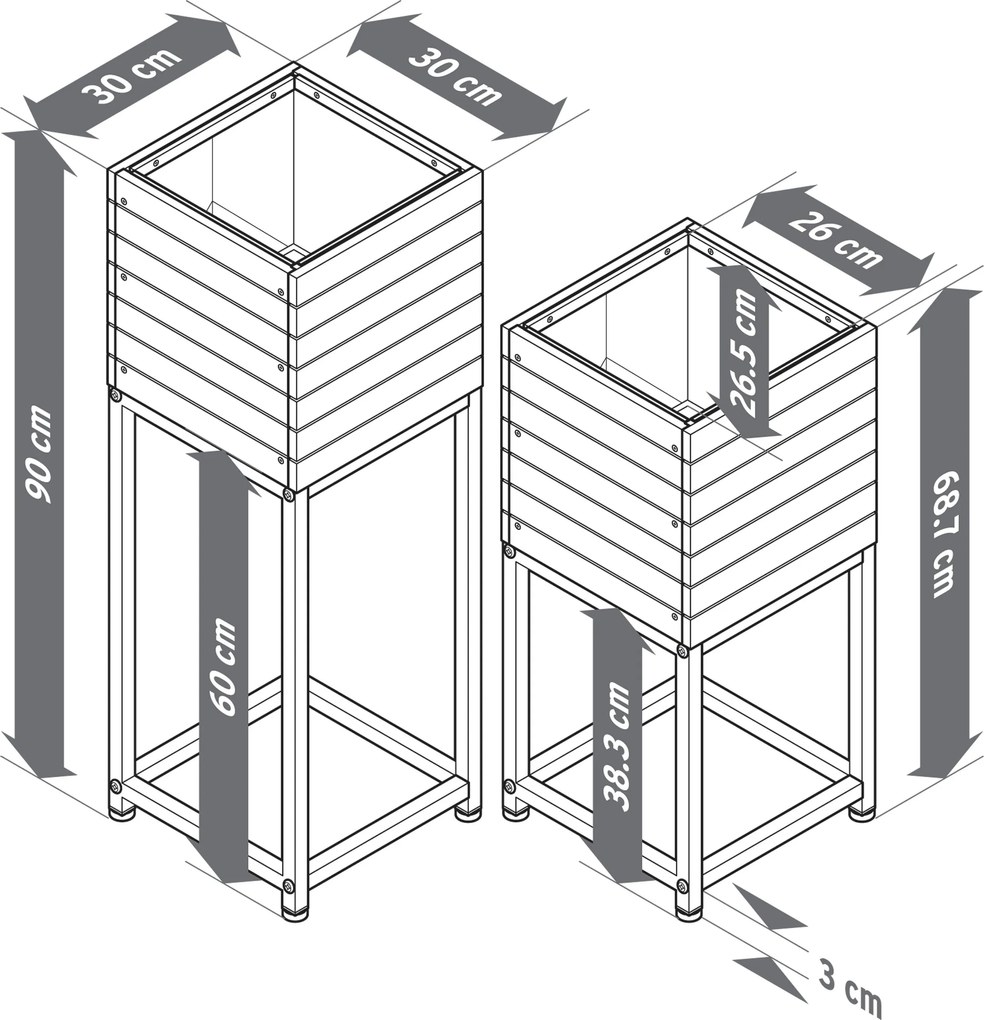 Stĺpovité kvetináče »Elin«, 2 ks