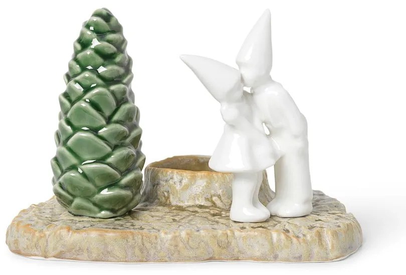 Vianočný kameninový svietnik Kähler Design Christmas Kiss, dĺžka 17 cm