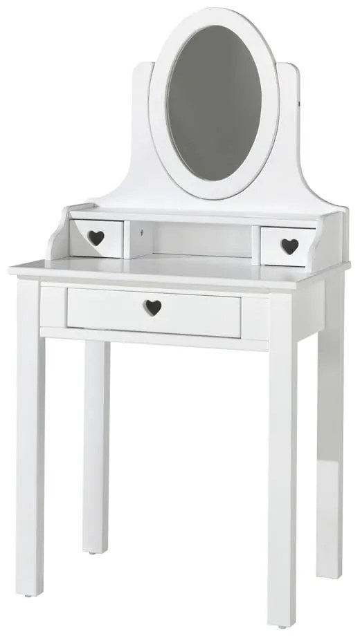 Biely toaletný stolík Vipack Amori, výška 136 cm