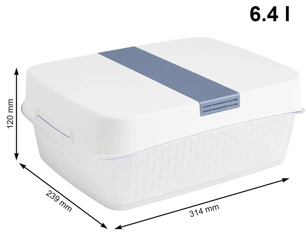 Špeciálny box na ovocie a zeleninu, s ventiláciou a filtrom, do chladničky, Fridge Fresh, 6,4 l - modrý
