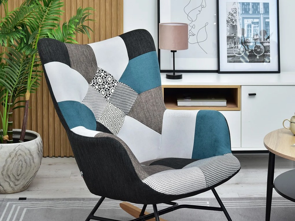 Kreslo Sibyla (patchwork + buk + čierna). Akcia -22%. Vlastná spoľahlivá doprava až k Vám domov. 1110396
