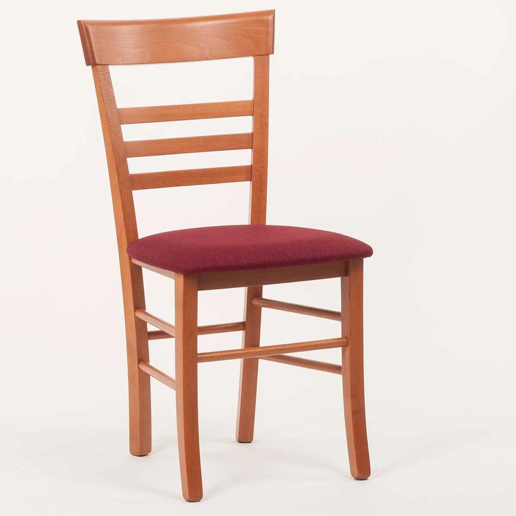 Stima Stolička SIENA s čalúneným sedákom Vyberte odtieň ->: Čerešňa, Vyberte látku ->: LUX Bordo 15