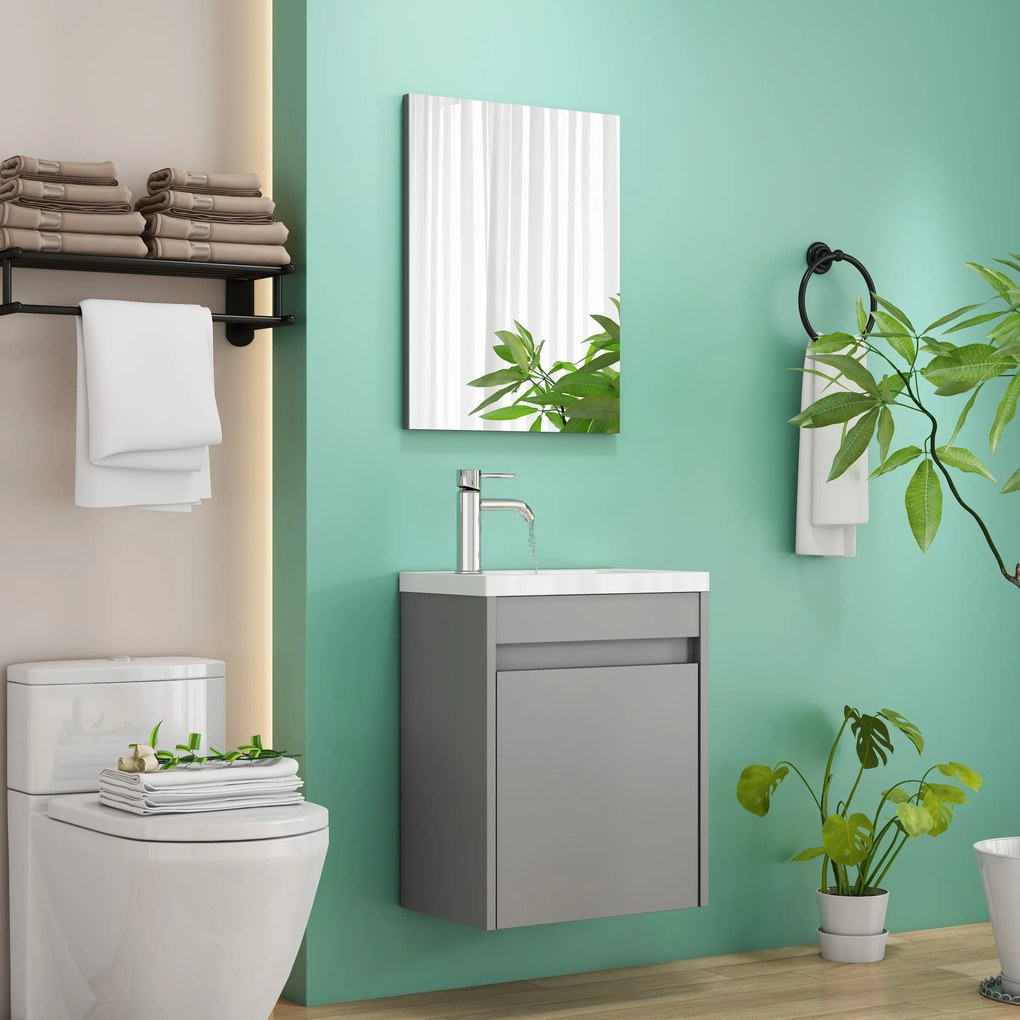 Nástenná skrinka s umývadlom Houseland Zendi 40 cm sivá