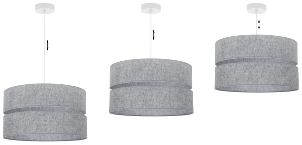 Závesné svietidlo Len, 1x šedé textilné tienidlo, (fi 40 cm), w