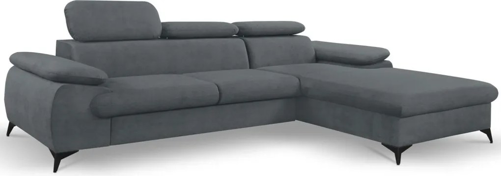 Rohová sedacia súprava Scala, ocelovo šedá látka, pravý roh
