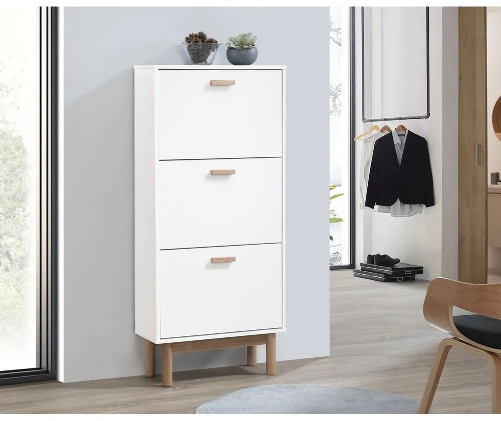 Biela výklopná skrinka na topánky Melanie – Støraa