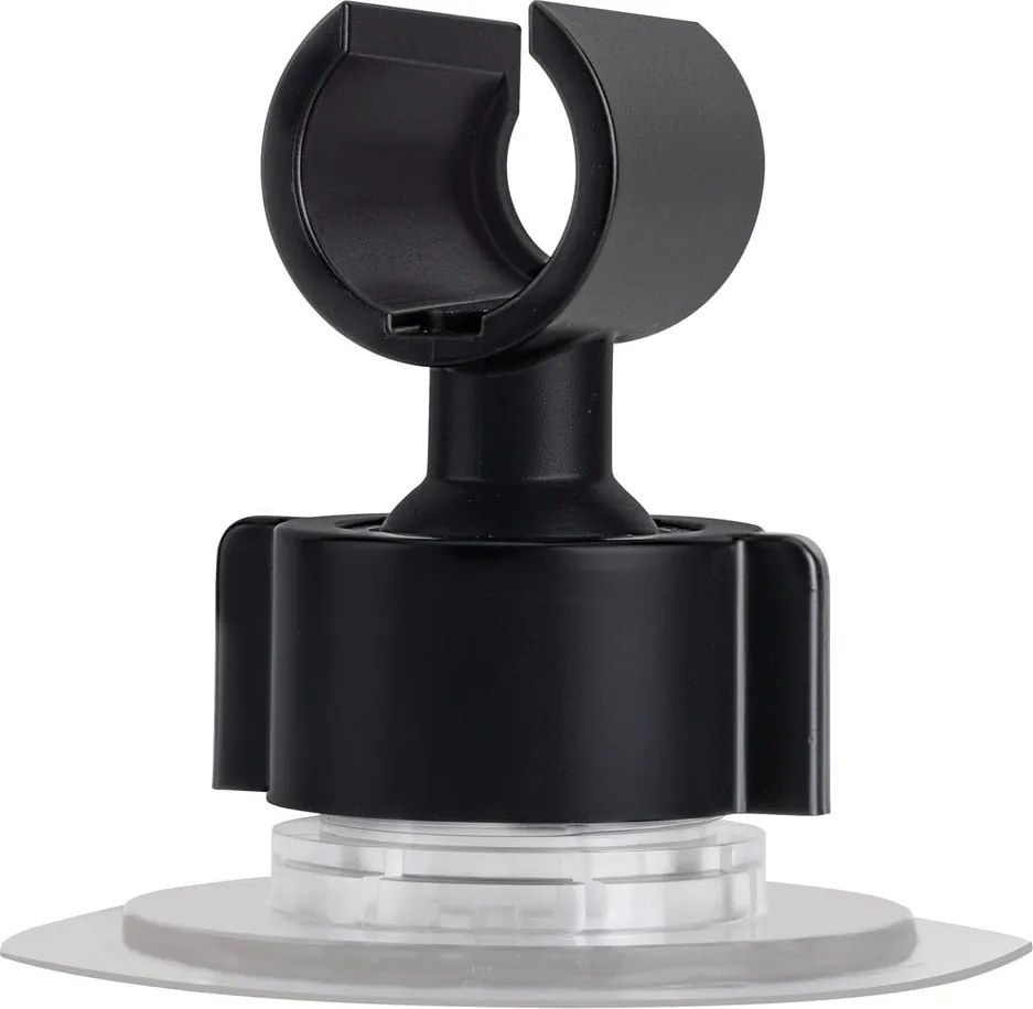 Čierny plastový držiak na sprchu bez vŕtania Libertà – Wenko