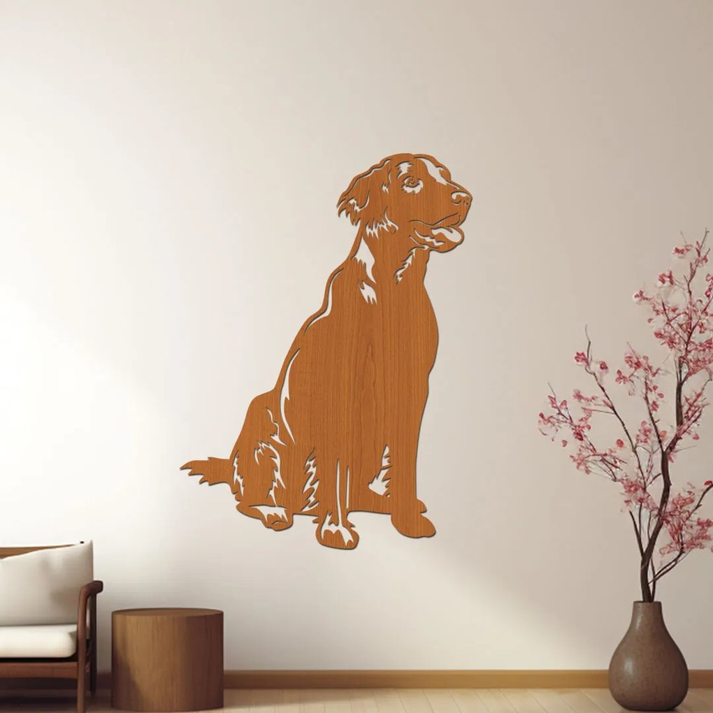 dřevo života Drevená dekorácia s motívom psa Flat Coated Retriever Rozmery - cm: 30x40, Zvoľte farbu dekoru: Čerešňa