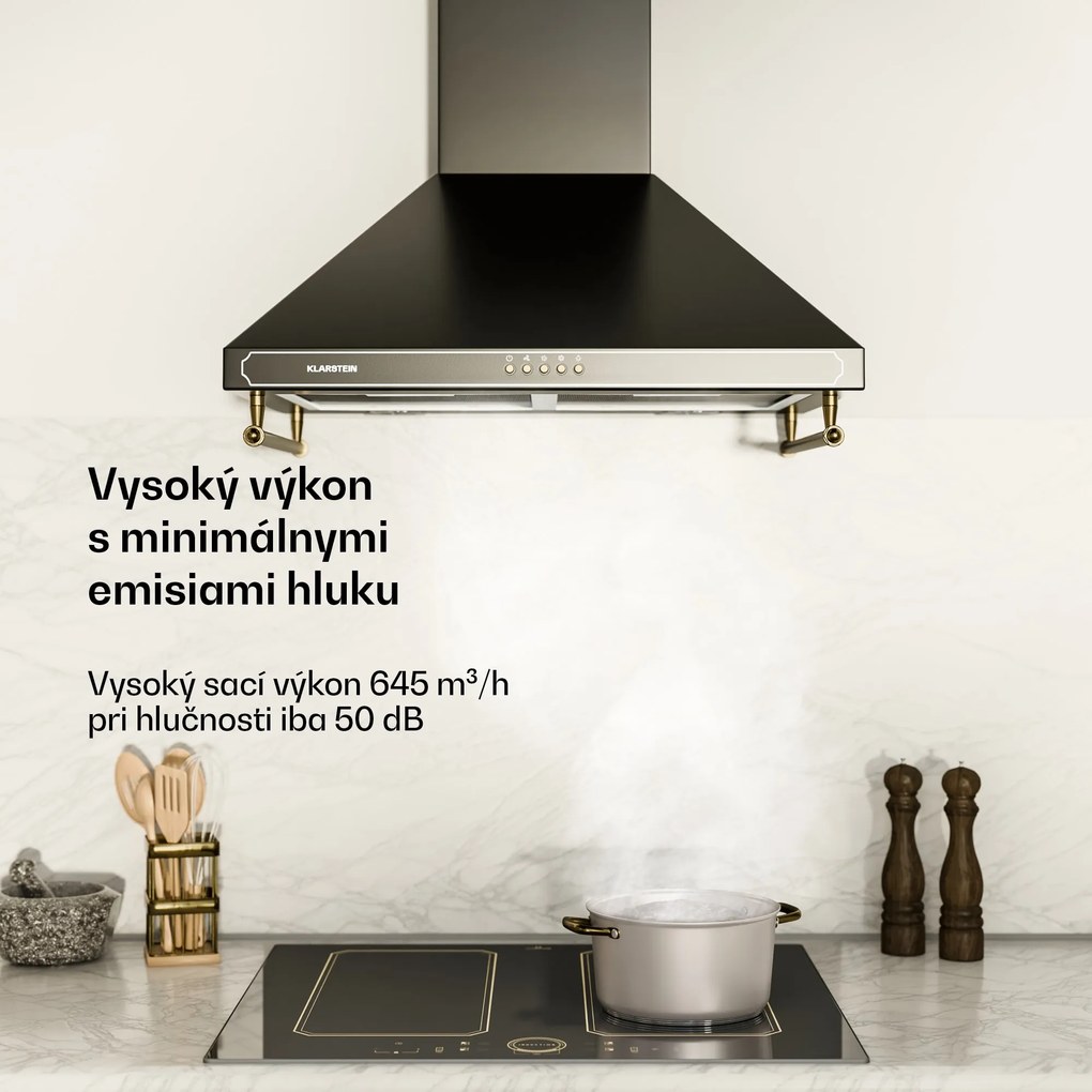 Klarstein Victoria, digestor, 60 cm, nástenný, 644,5 m³/h, LED, retro dizajn, čierny