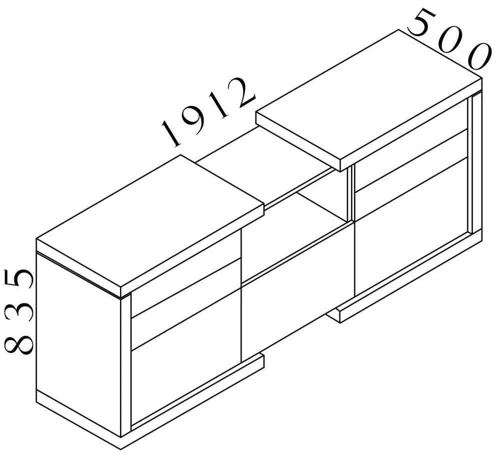 Nízka skriňa Lineart 191,2 x 50 x 83,5 cm, brest svetlý / biela