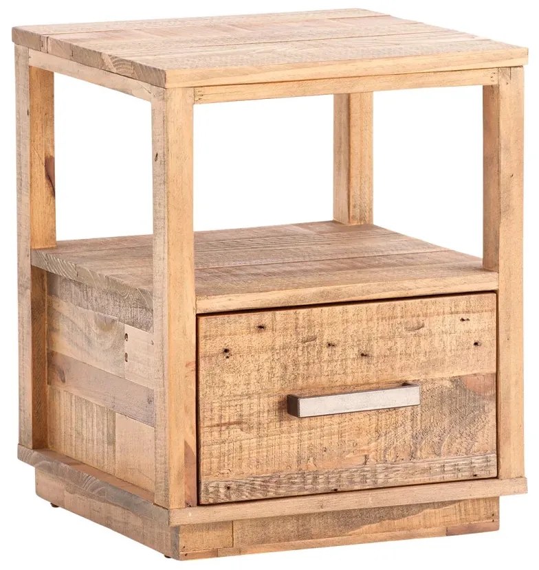 furniture-nabytek.cz - Masívny nočný stolík Woodville z recyklovanej borovice, lakovaný, prírodná farba