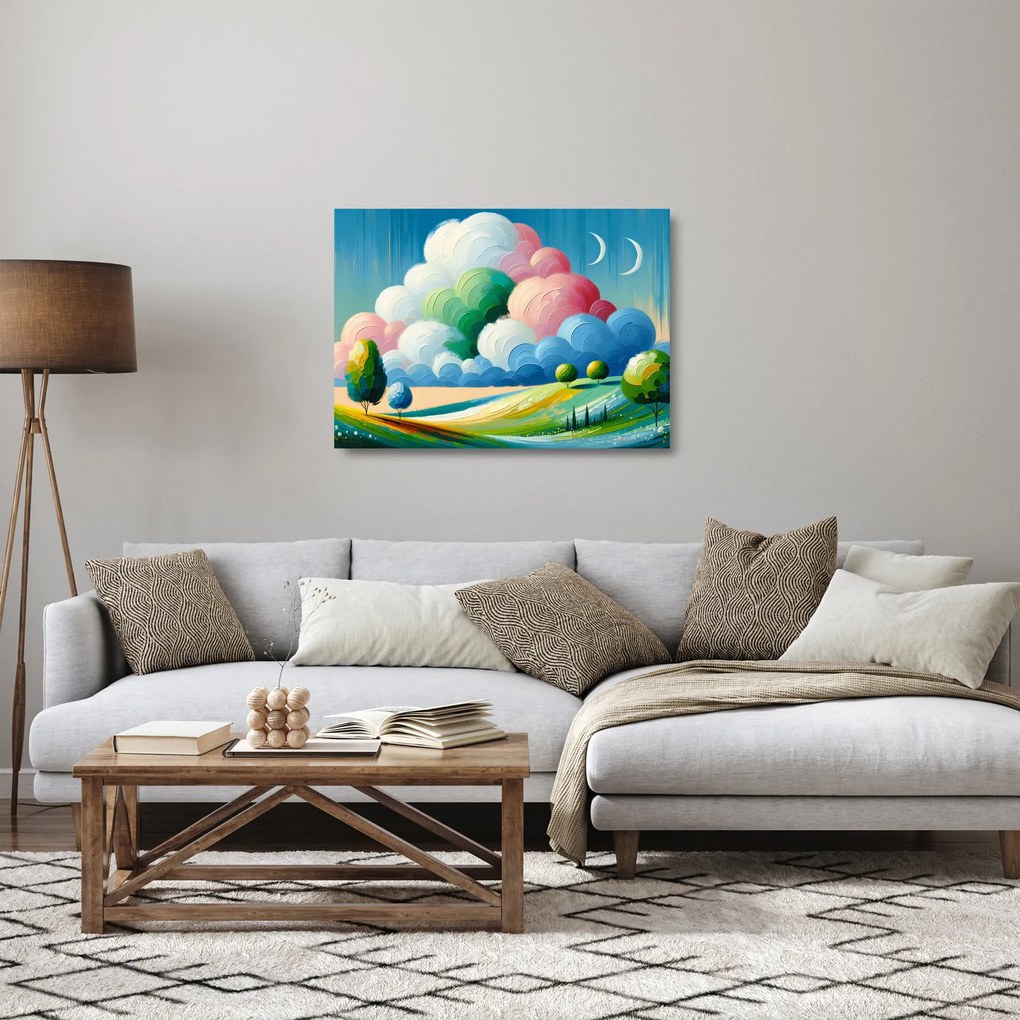 Sklenený obraz - Krajinka s mrakom (70x50 cm)