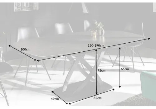 Rozkladací jedálenský stôl 41398 130/190 x 100cm Antracit Ceramik  - Komfort-nábytok