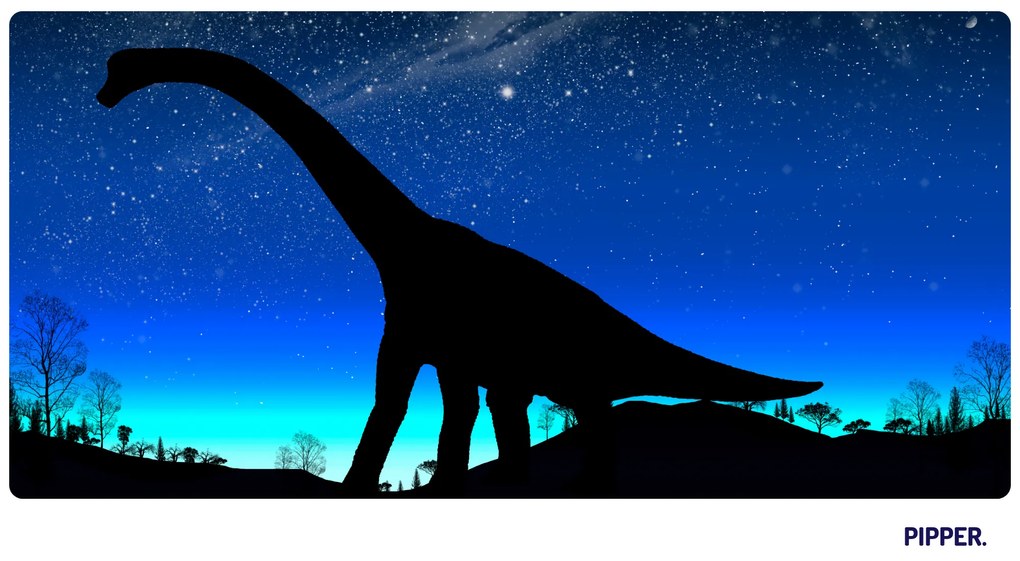 PIPPER. Samolepiaca textilná tapeta - Dinosaurus s nočnou oblohou
