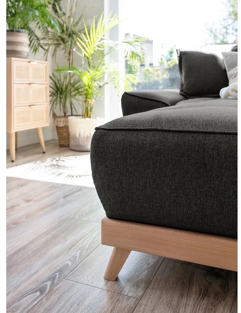 Tmavosivá rozkladacia variabilná rohová pohovka Miuform Dazzling Daisy