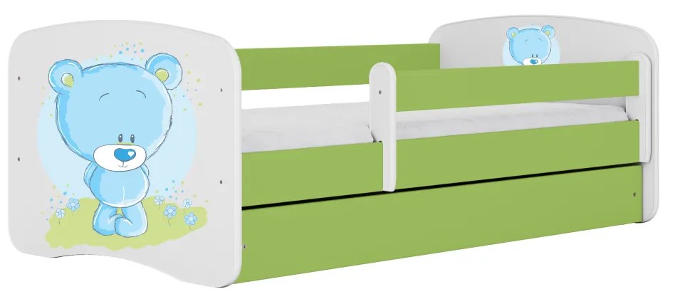 Kocot kids Detská posteľ Babydreams medvedík zelená, varianta 80x180, bez šuplíků, s matrací