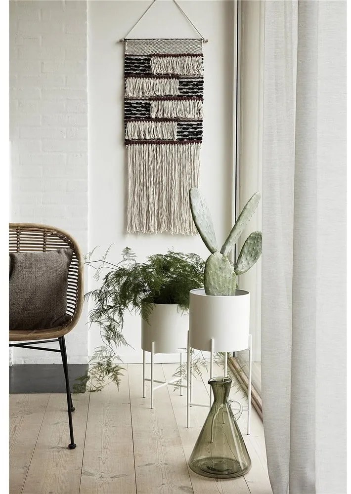 Súprava 2 bielych železných kvetináčov na podstavcoch Hübsch Haggo