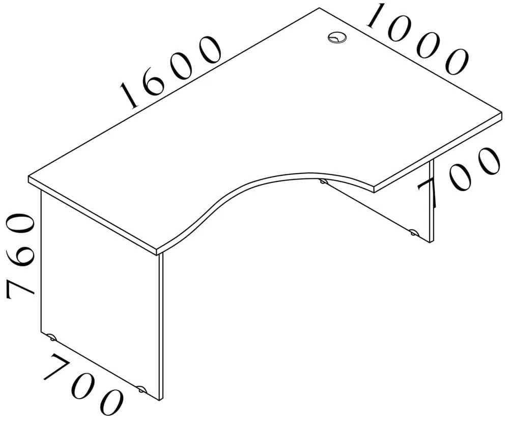 Rohový stôl Visio LUX 160 x 100 cm, pravý, orech